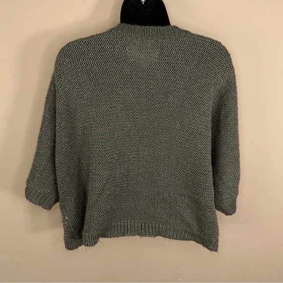SIZE 22 VINTAGE 90’s GREY KNIT BOLERO SWEATER AVENUE PLUS COZY GRAY SHORT SLEEVE - Picture 4 of 12